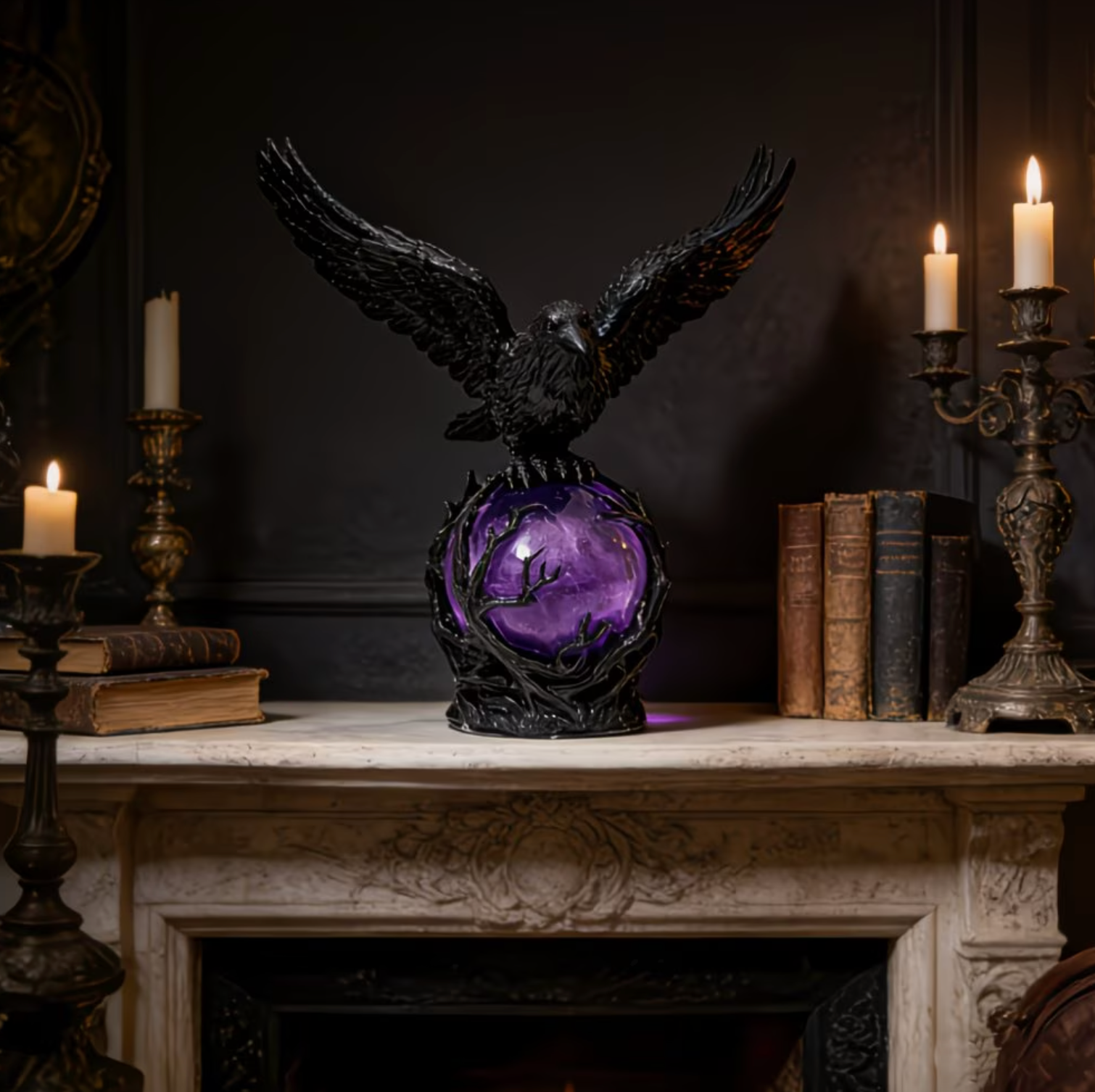 🖤 Nocturne Raven Orb Lamp, Gothic Style Decorative Orb Light, Artistic Table Lamp, Unique Father’s Day Gift for Home, Study & Bar Decoration