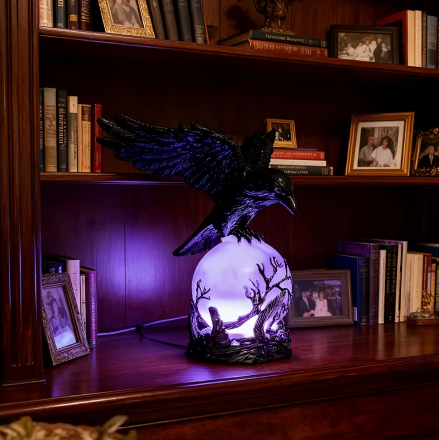 🖤 Nocturne Raven Orb Lamp, Gothic Style Decorative Orb Light, Artistic Table Lamp, Unique Father’s Day Gift for Home, Study & Bar Decoration