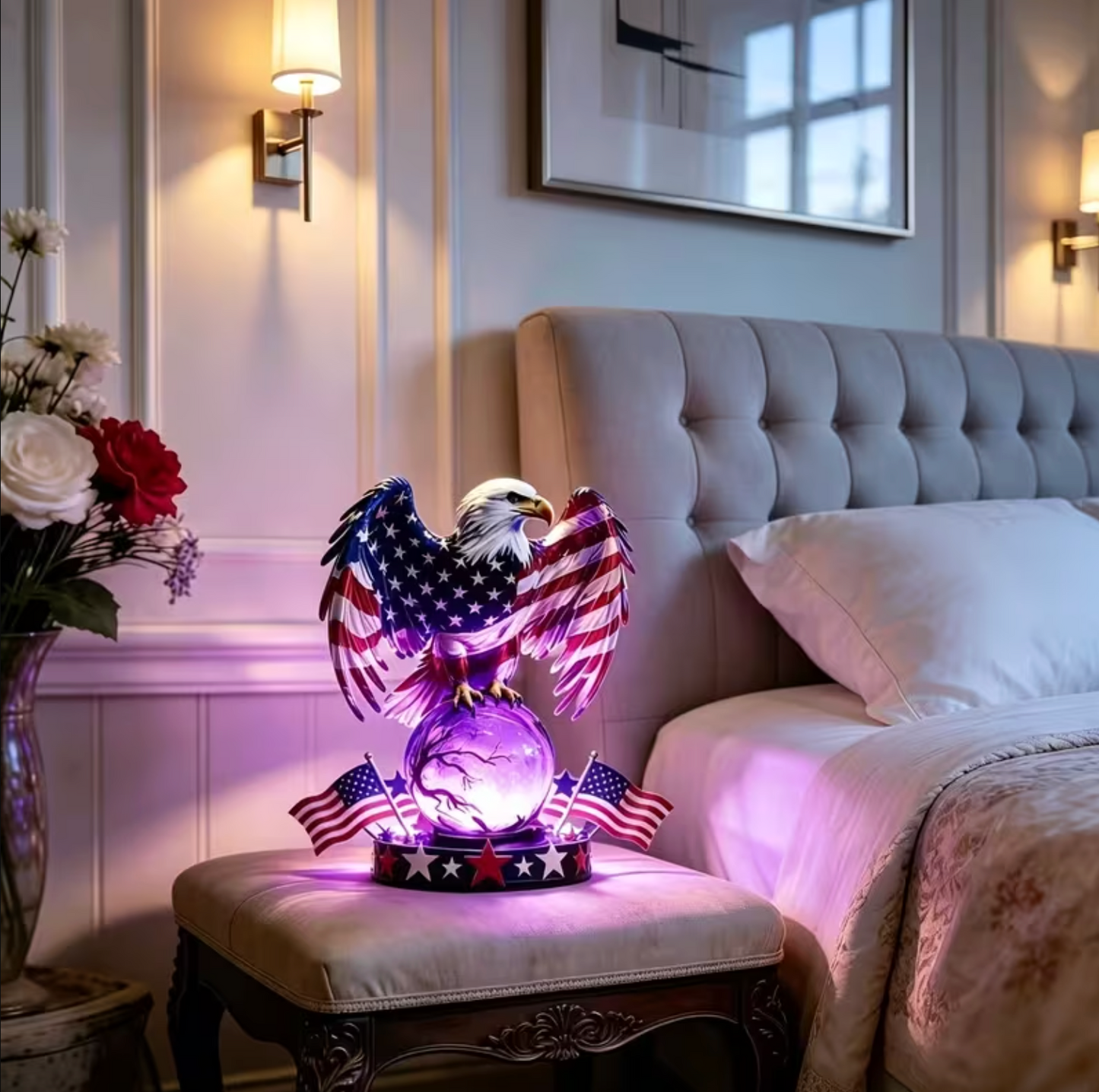 🔥LAST DAY 50% OFF💖🇺🇸 Freedom Eagle Patriotic LED Table Lamp – American Pride Decor