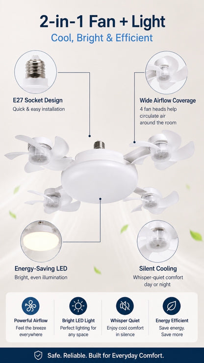✨ 2-in-1 LED Ceiling Fan with Remote – Quiet Cooling & Modern Lighting
