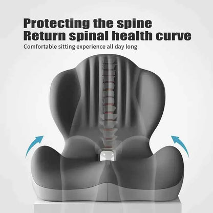 Ergonomic Memory Foam Seat Cushion with Lumbar & Back Support, Relieves Back Pain, Reduces Pressure