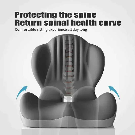 Ergonomic Memory Foam Seat Cushion with Lumbar & Back Support, Relieves Back Pain, Reduces Pressure