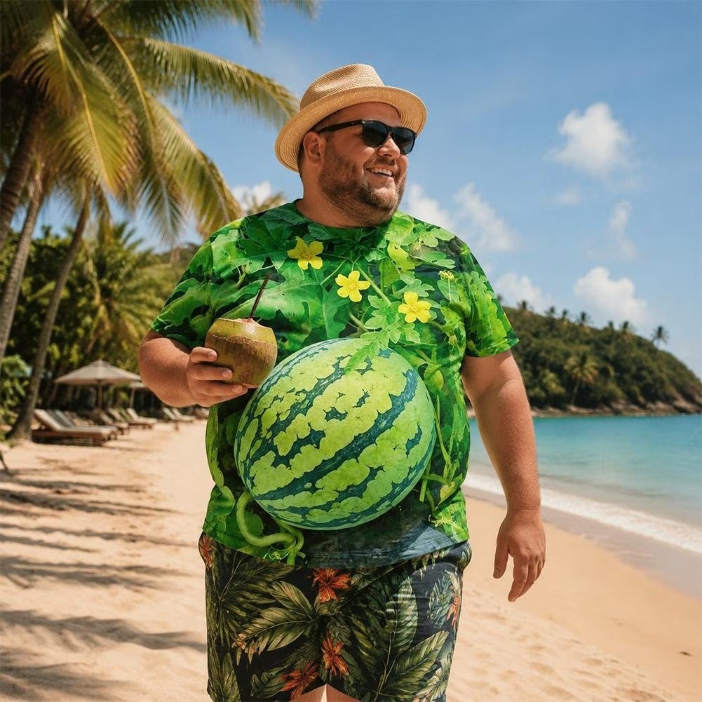Funny 3D Watermelon Graphic T-Shirt for Men & Women – Summer Fruit Print Casual Short Sleeve Tee, Novelty Gift Shirt