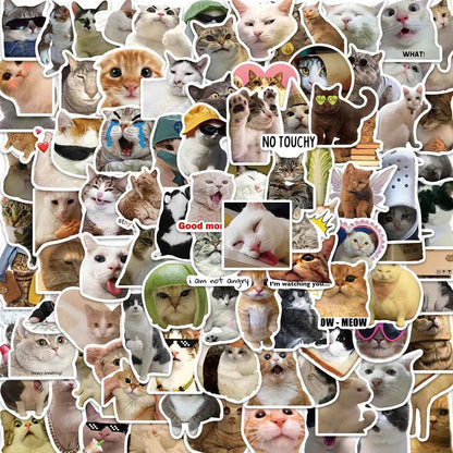 😂 Cat & Dog Meme Sticker Pack | 100PCS Cute Waterproof Stickers
