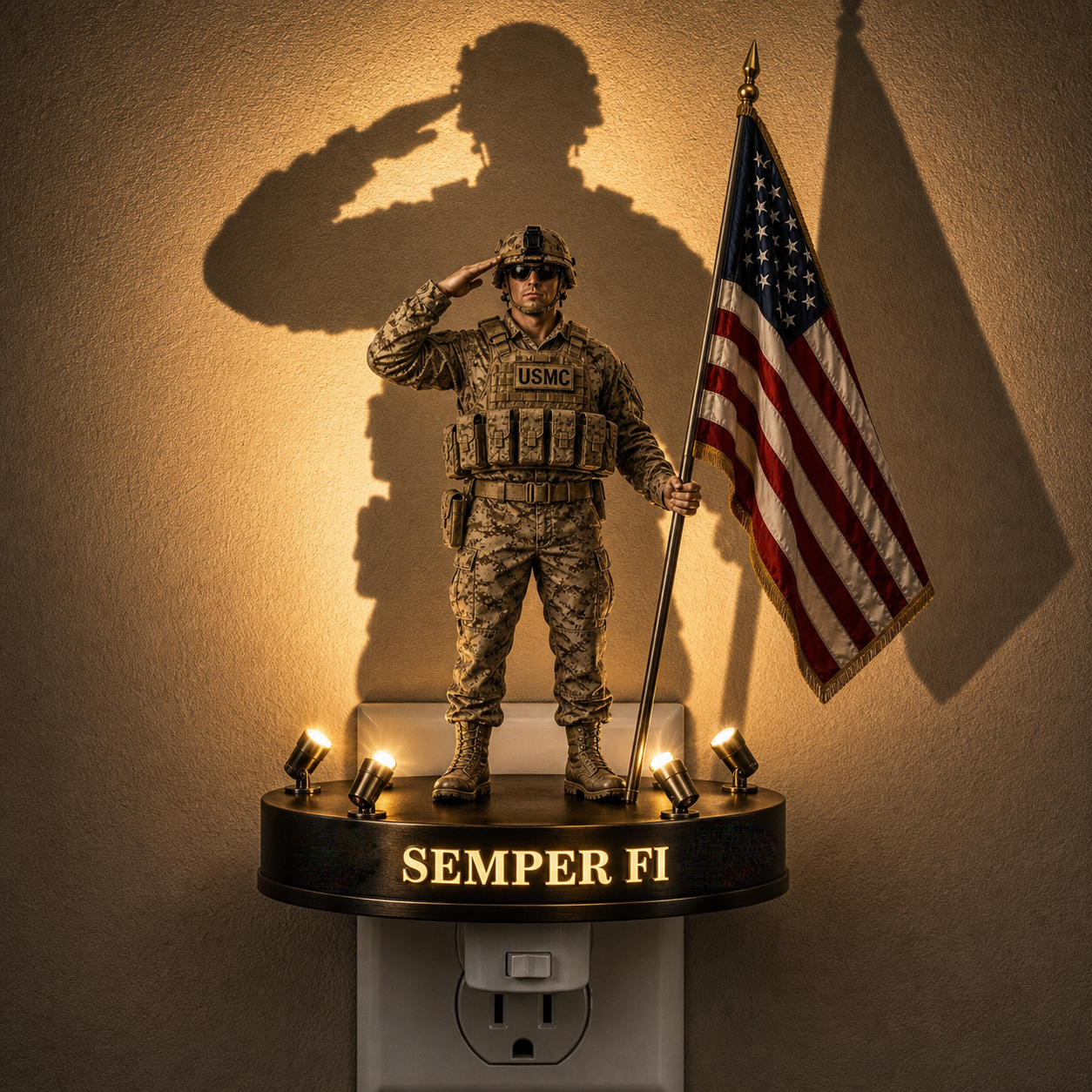 🎖️To Someone Unforgettable- U.S. Marine Corps Semper Fi Shadow Night Light