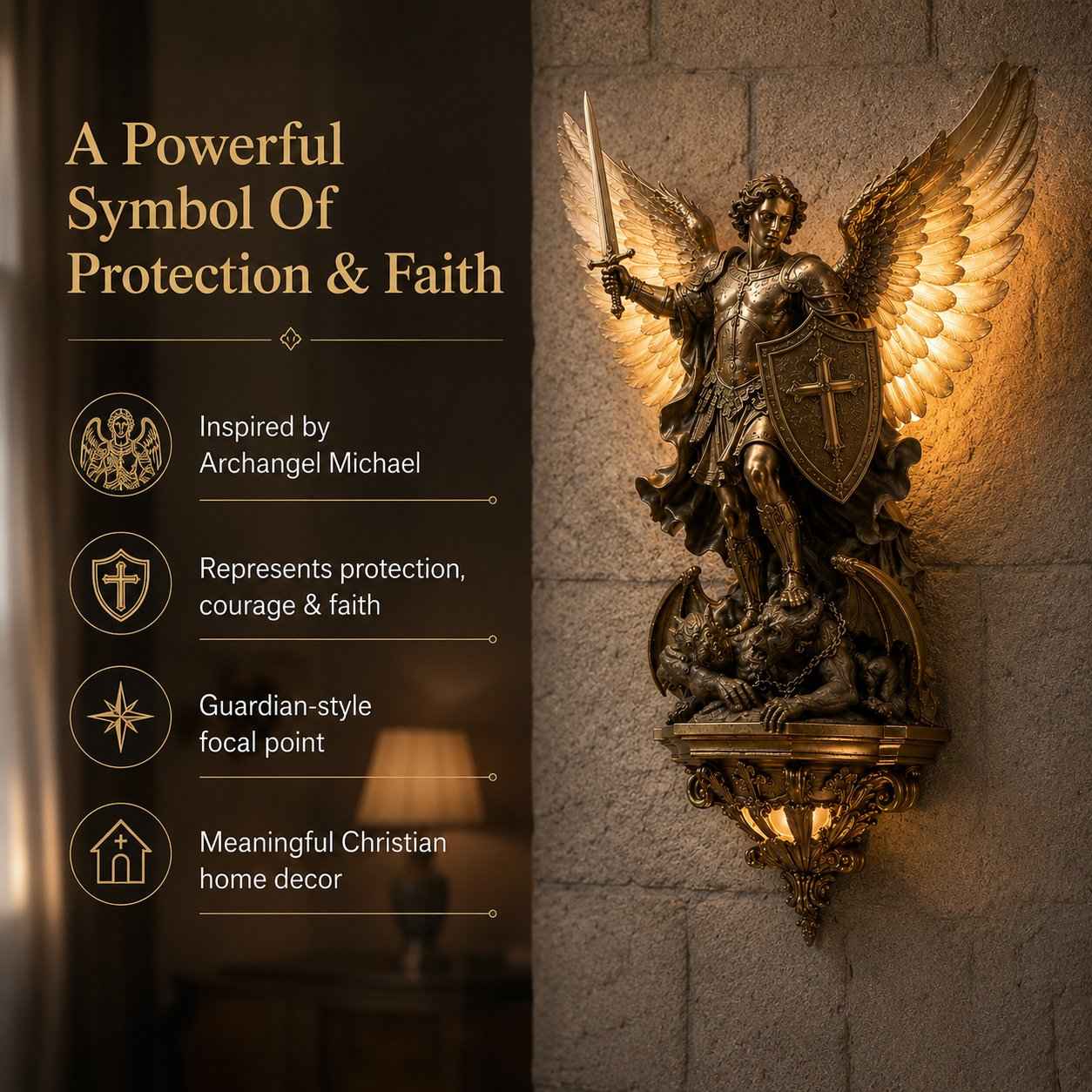 🔥 Divine Archangel Wall Light | A Symbol of Protection & Faith