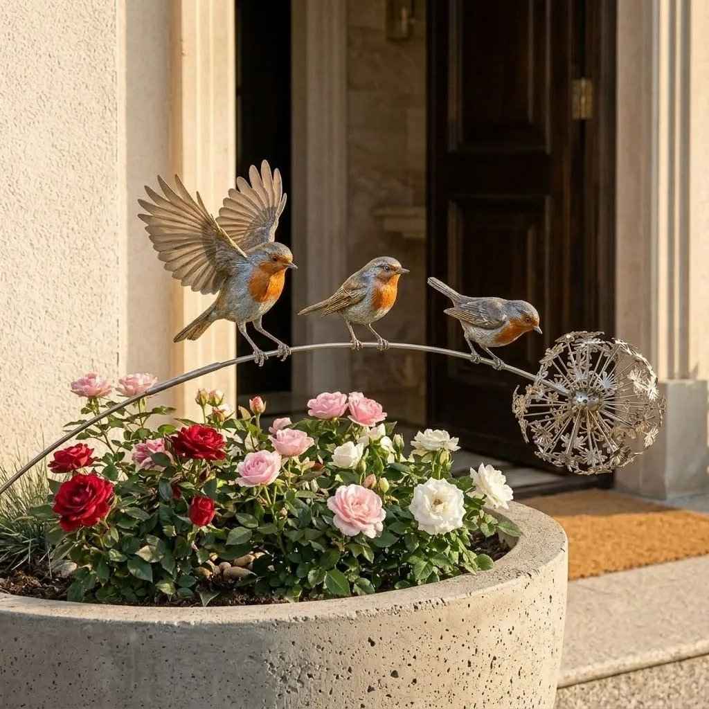 🔥LAST DAY 70% OFF🪴⚙️Handcrafted Metal Branch Garden Stake🍃🌬️ with Dandelion Wind Sculpture🌼🪶✨