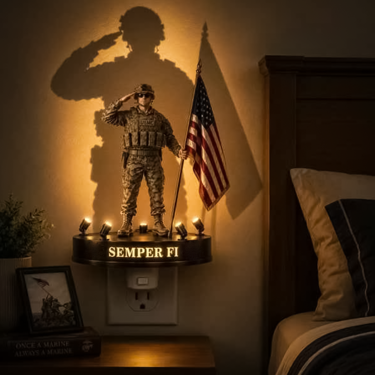 🎖️To Someone Unforgettable- U.S. Marine Corps Semper Fi Shadow Night Light