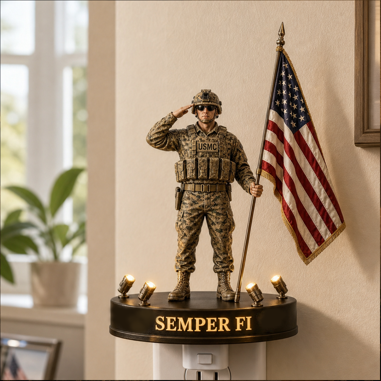 🎖️To Someone Unforgettable- U.S. Marine Corps Semper Fi Shadow Night Light