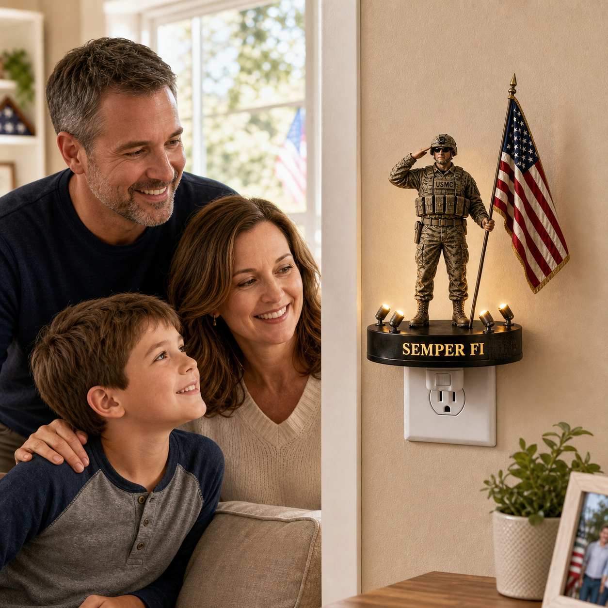 🎖️To Someone Unforgettable- U.S. Marine Corps Semper Fi Shadow Night Light