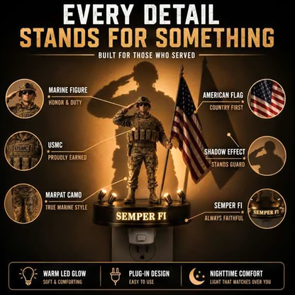 🎖️To Someone Unforgettable- U.S. Marine Corps Semper Fi Shadow Night Light