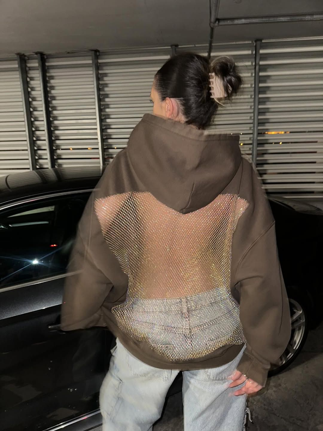 💥 50% OFF Final Sale – Crystal Mesh Hoodie ✨