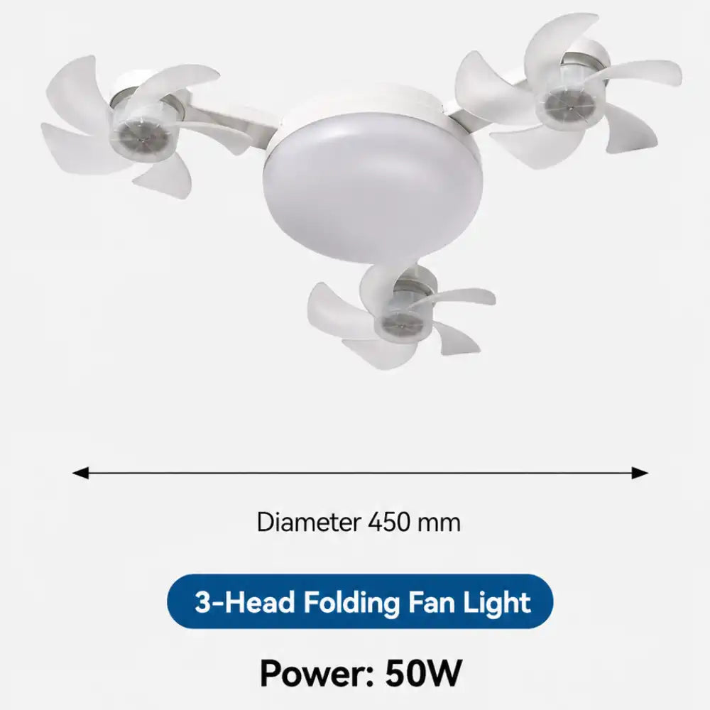 💥SAVE 33%💡 2-in-1 E27 4-Head Folding Ceiling Fan Light, Adjustable LED Fan Lamp With Remote Control For Bedroom Kitchen