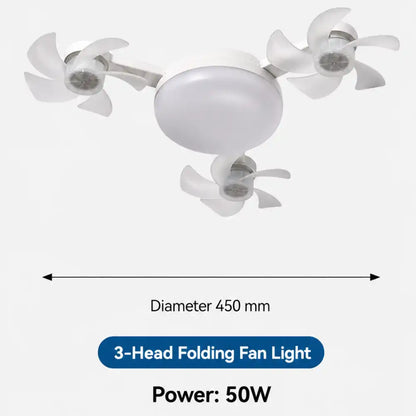 💥SAVE 33%💡 2-in-1 E27 4-Head Folding Ceiling Fan Light, Adjustable LED Fan Lamp With Remote Control For Bedroom Kitchen