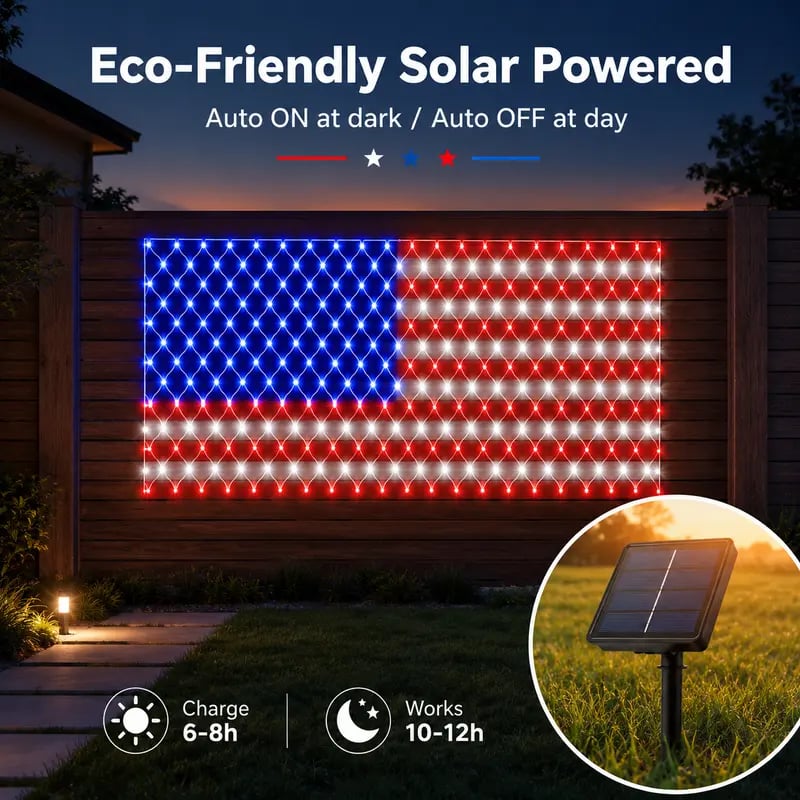 🔥39% Off Sale on July 4-----Solar American Flag Lights Outdoor