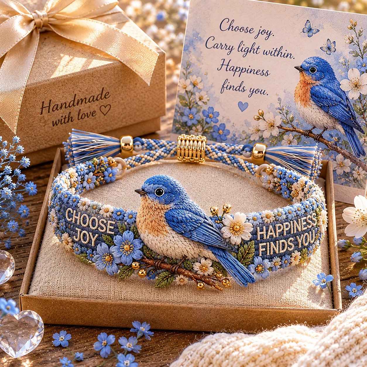 🏆Limited Time Sale 49% OFF💙Handmade Bird/Bees Embroidered Bracelet Collection
