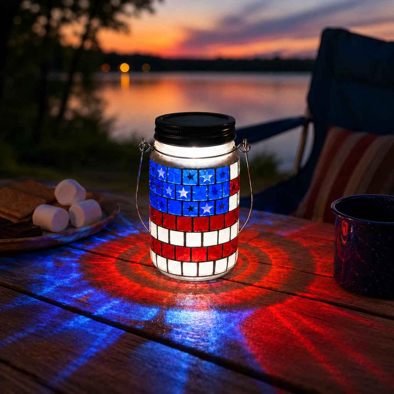 🎆 4th of July Solar Patriotic Mason Jar Lantern🏮