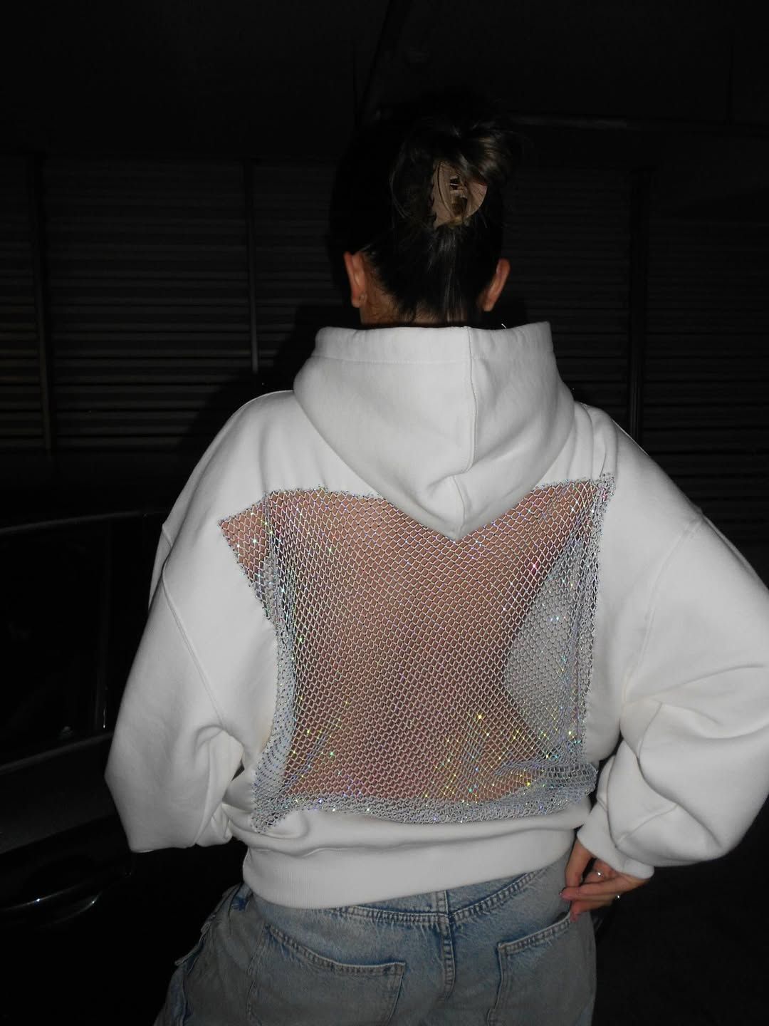 💥 50% OFF Final Sale – Crystal Mesh Hoodie ✨