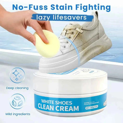 👟 No-Wash White Shoe Cleaner Cream | Built-in Sponge Cleaner