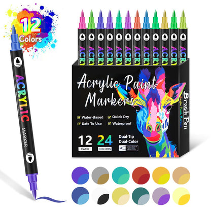 🔥Last Day Promotion-52% OFF - Dual Tip Acrylic Paint Pen Marker🖊️✏️🎨
