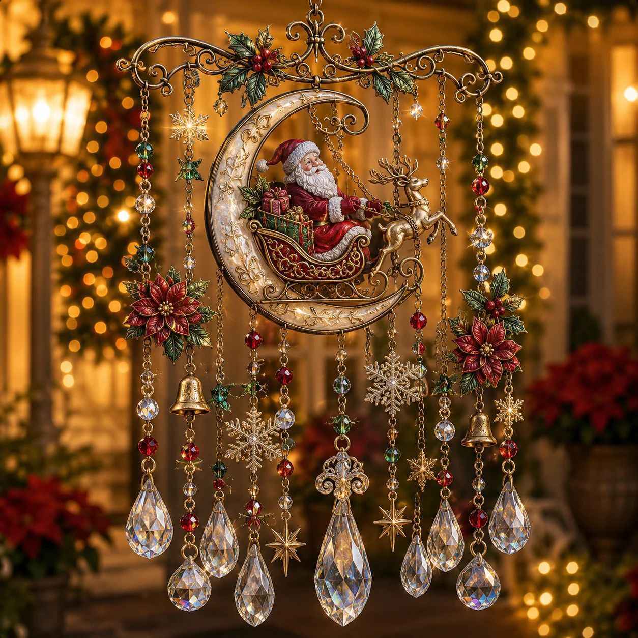 🎄✨ Christmas Stained Glass Suncatcher Wind Chime – Sparkling Crystal Drop Window Decor | 🔥 50% OFF