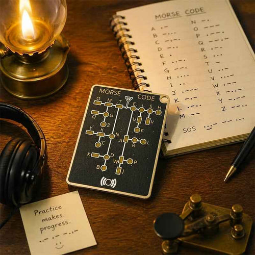 🔥 📟 Morse Code Trainer Card Pro (LED Edition)