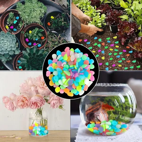 🌈🎁2CM Colorful Glow-in-the-Dark Garden Rocks for Pathways & Decor