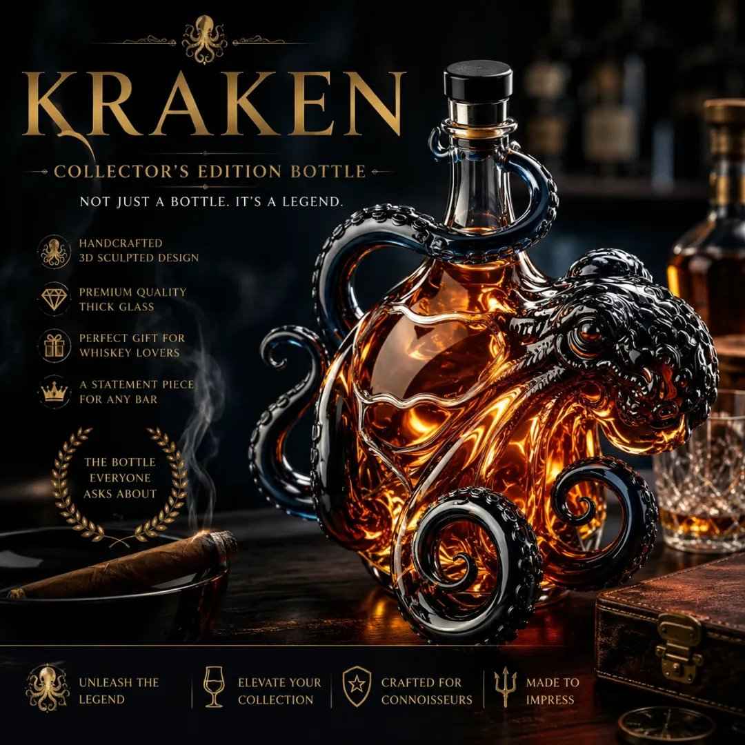 📦Limited Stock • Restock Takes Time⏰🐙3D Sculpted Octopus Collector's Edition Bottle🥃