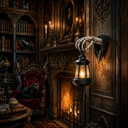 🔥🕯️Light Up The Dark Side-Skeleton Hand Wall Lantern💀🖤