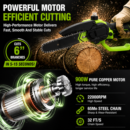 🔋 8-Inch Cordless Mini Chainsaw – Powerful Tree Trimming & DIY Cutting Tool