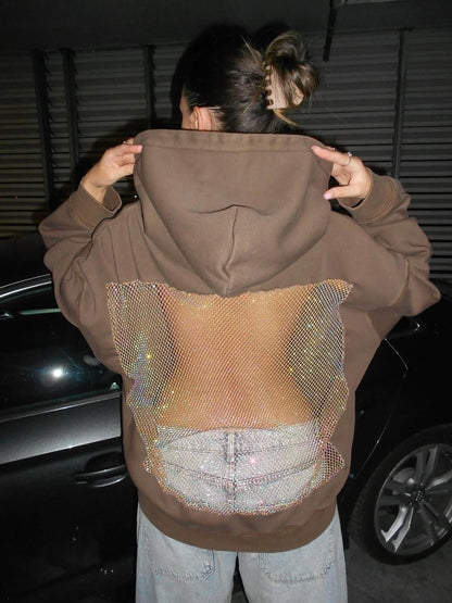 💥 50% OFF Final Sale – Crystal Mesh Hoodie ✨