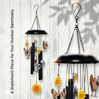 🔥 45% OFF TODAY 🌻 Vintage Metal Chicken & Sunflower Wind Chime 🐔