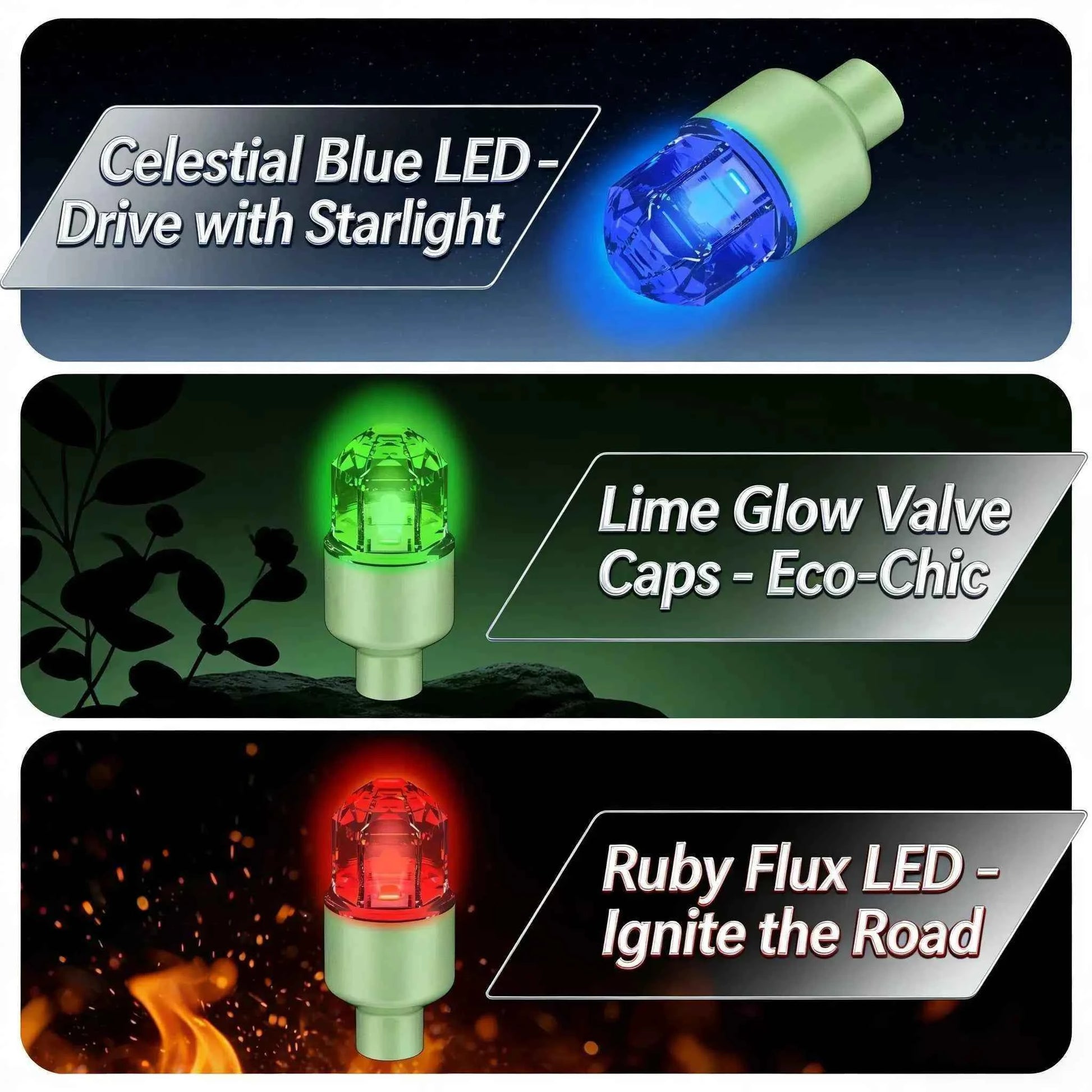 🚗 LED Wheel Light Valve Caps | Waterproof Vibration-Sensitive Glow
