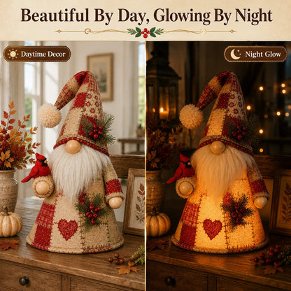HOT SALE 49% OFF – 🐦 Patchwork Bird Gnome Light Collection | Warm Glowing Tabletop Decor with Farmhouse Patchwork Details for Mantels, Shelves & Holiday Gifts
