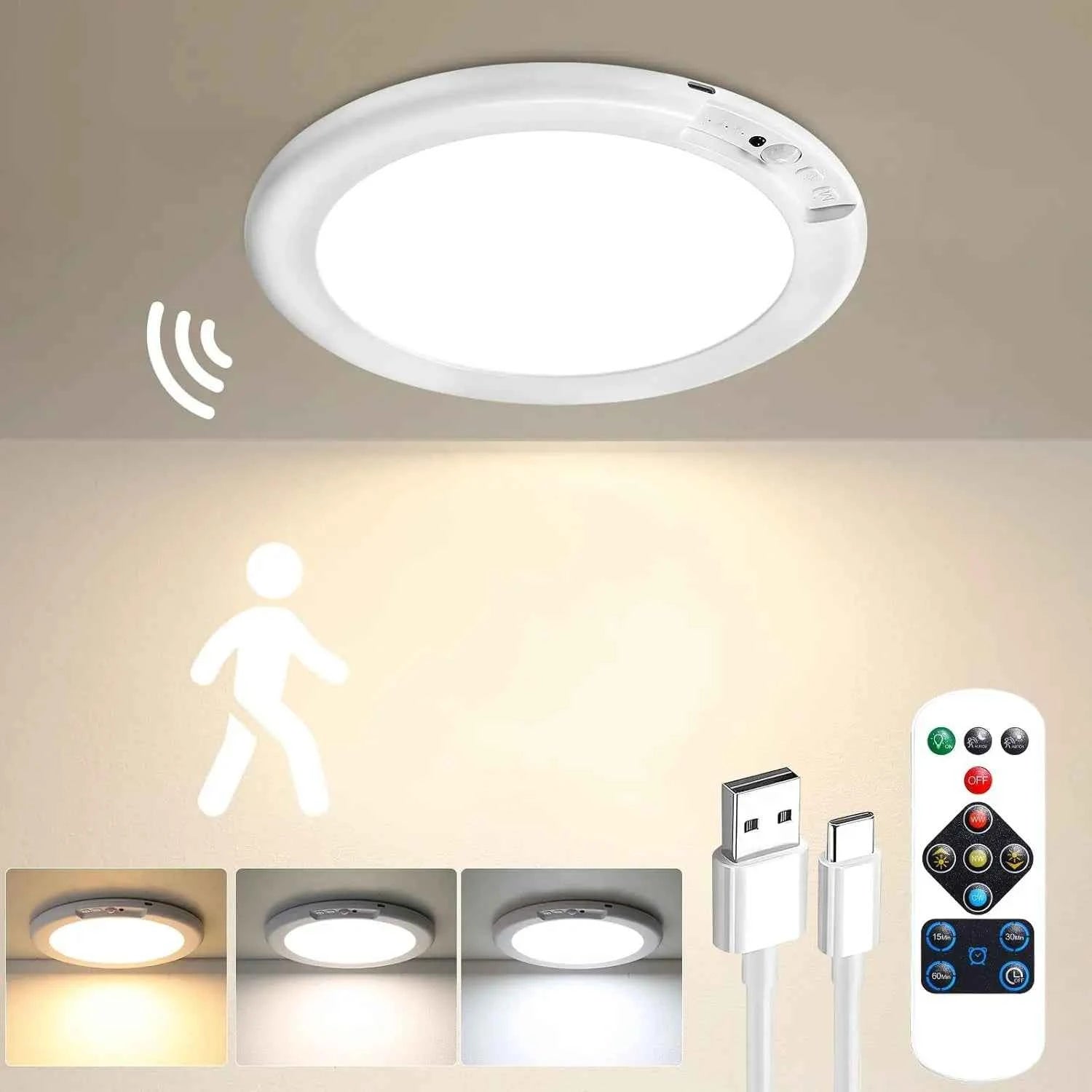 ✨ Motion Sensor Ceiling Light | Remote Control Rechargeable Lamp