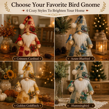 HOT SALE 49% OFF – 🐦 Patchwork Bird Gnome Light Collection | Warm Glowing Tabletop Decor with Farmhouse Patchwork Details for Mantels, Shelves & Holiday Gifts
