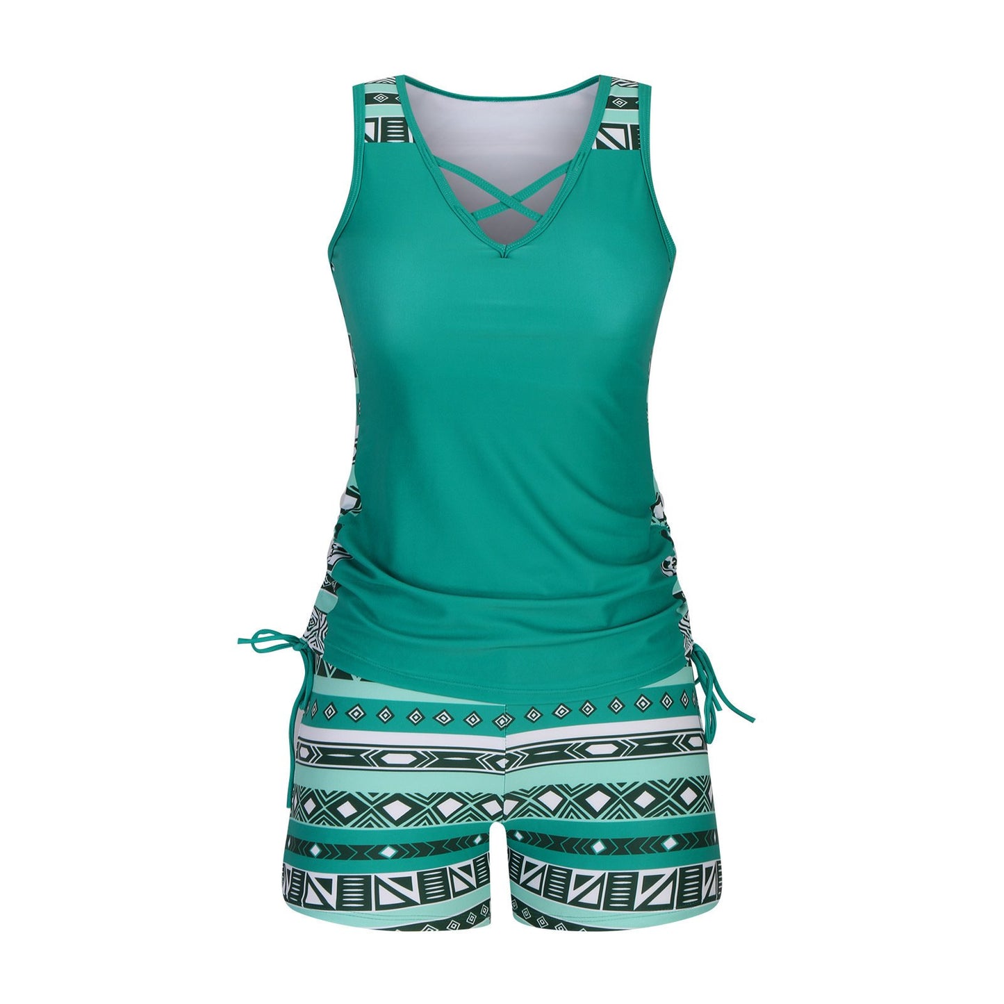 ⏰LAST DAY 48% OFF - Miraclesuit Women's Tummy Control Tankini Set with Built-In Bra – Flattering Boho Swimwear with Shorts🔥