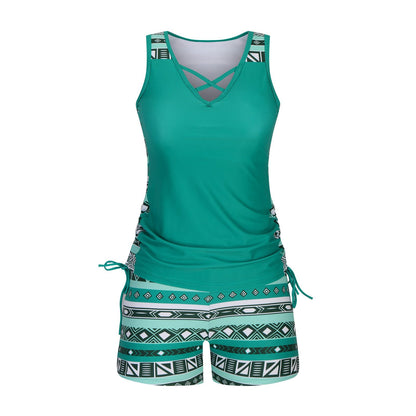 ⏰LAST DAY 48% OFF - Miraclesuit Women's Tummy Control Tankini Set with Built-In Bra – Flattering Boho Swimwear with Shorts🔥