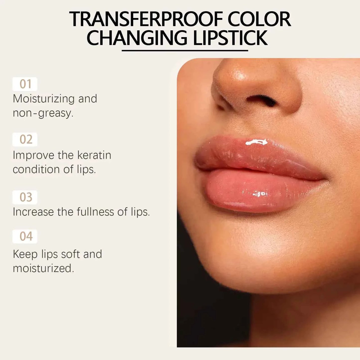 ✨ Color Changing Lipstick | Gold Crystal Moisturizing Lip Gloss