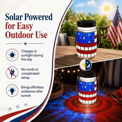 🎆 4th of July Solar Patriotic Mason Jar Lantern🏮