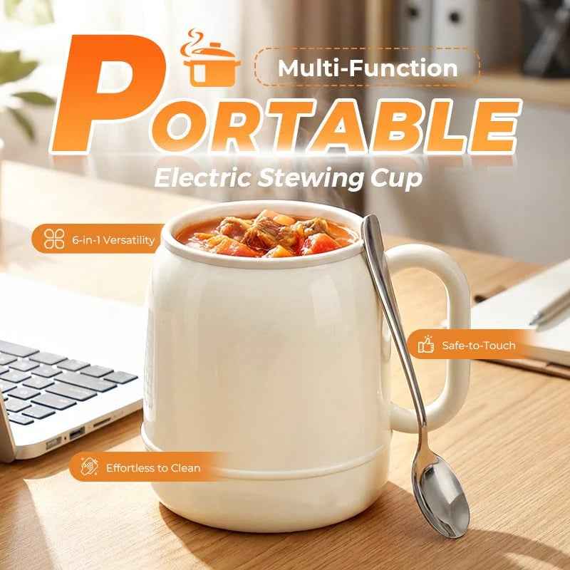 White electric cooking cup