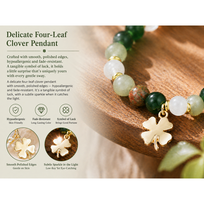 🔥LAST DAY 49% OFF - ✨Lucky Fortune Crystal Bracelet – Clover Charm & Natural Stone