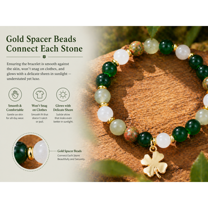 🔥LAST DAY 49% OFF - ✨Lucky Fortune Crystal Bracelet – Clover Charm & Natural Stone