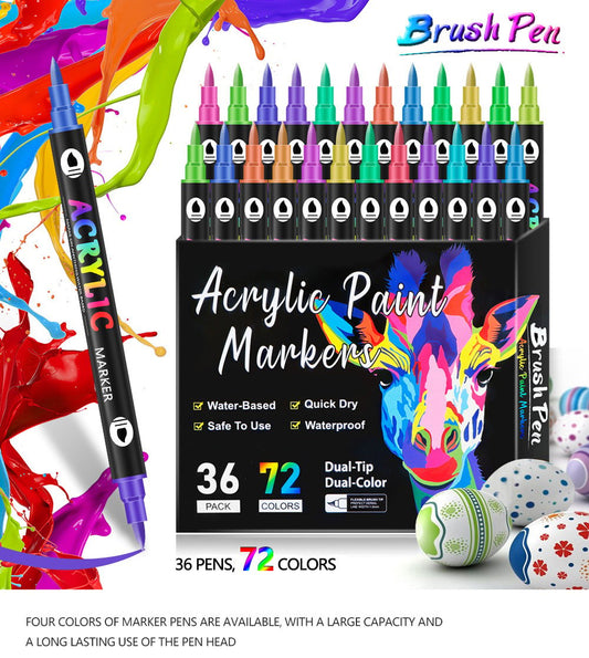 🔥Last Day Promotion-52% OFF - Dual Tip Acrylic Paint Pen Marker🖊️✏️🎨
