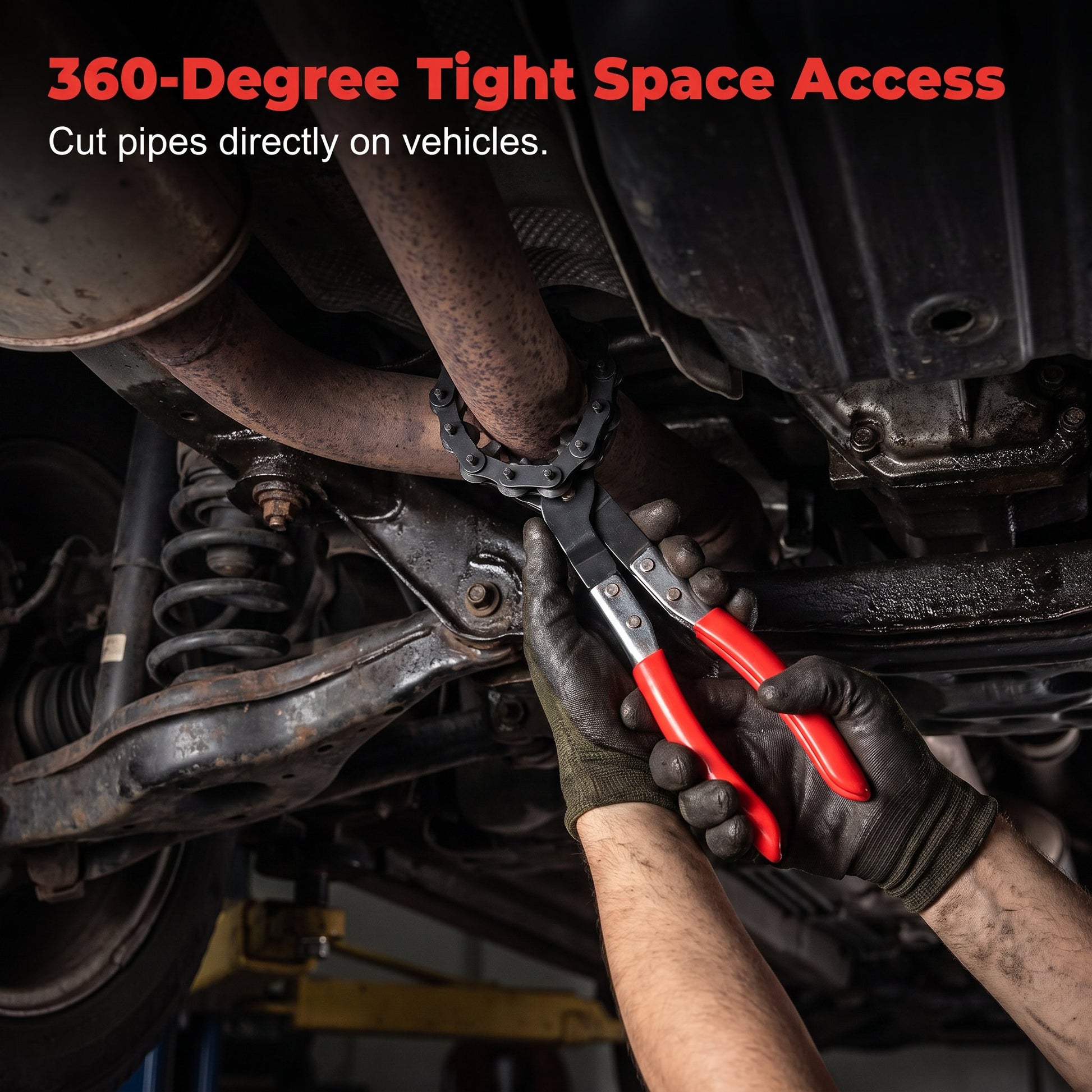 🔥HOT SALE🔥Professional Chain-Style Exhaust & Pipe Cutter – 3/4" to 3-1/4" (19mm-76mm) Capacity for Exhaust Systems, Copper, PVC, Iron, and Aluminum