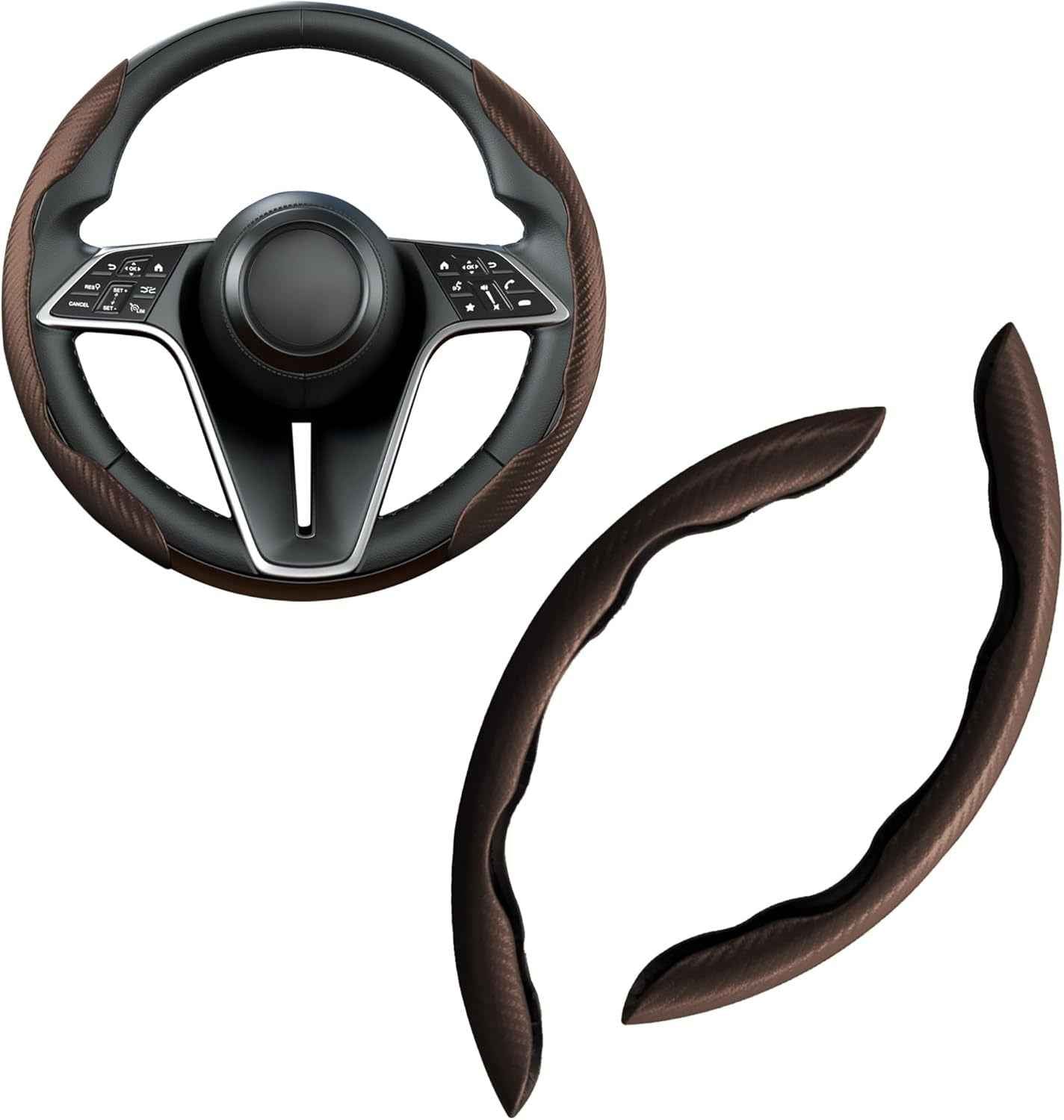 🚗 Carbon Fiber Steering Wheel Cover | Silicone Anti-Slip