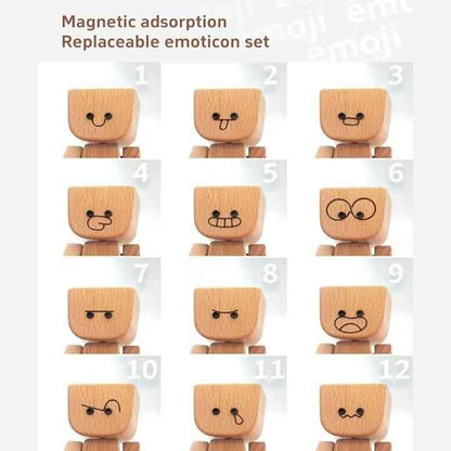 🔥Last Day 50% OFF - Shaking Feet Wooden Doll - Sways with 12 Pcs Magnetic Expressions