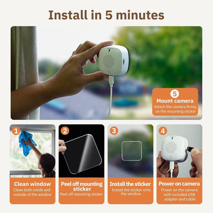 🎥 3MP 2K Window Camera 🔥 Color Night Vision 🌙 24/7 Recording & Smart Alerts 🚨 Supports 2.4GHz and 5GHz Wi-Fi Indoor Camera