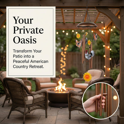 🔥 45% OFF TODAY 🌻 Vintage Metal Chicken & Sunflower Wind Chime 🐔