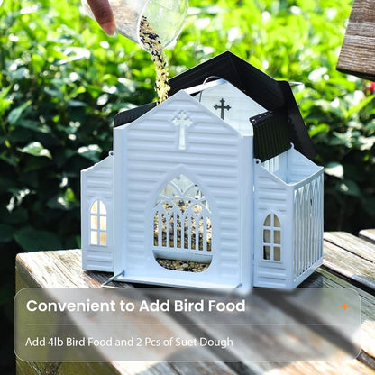 🔥Last Day 49% OFF-✝️Church-Shaped Metal Solar Bird Feeder🐦️✨